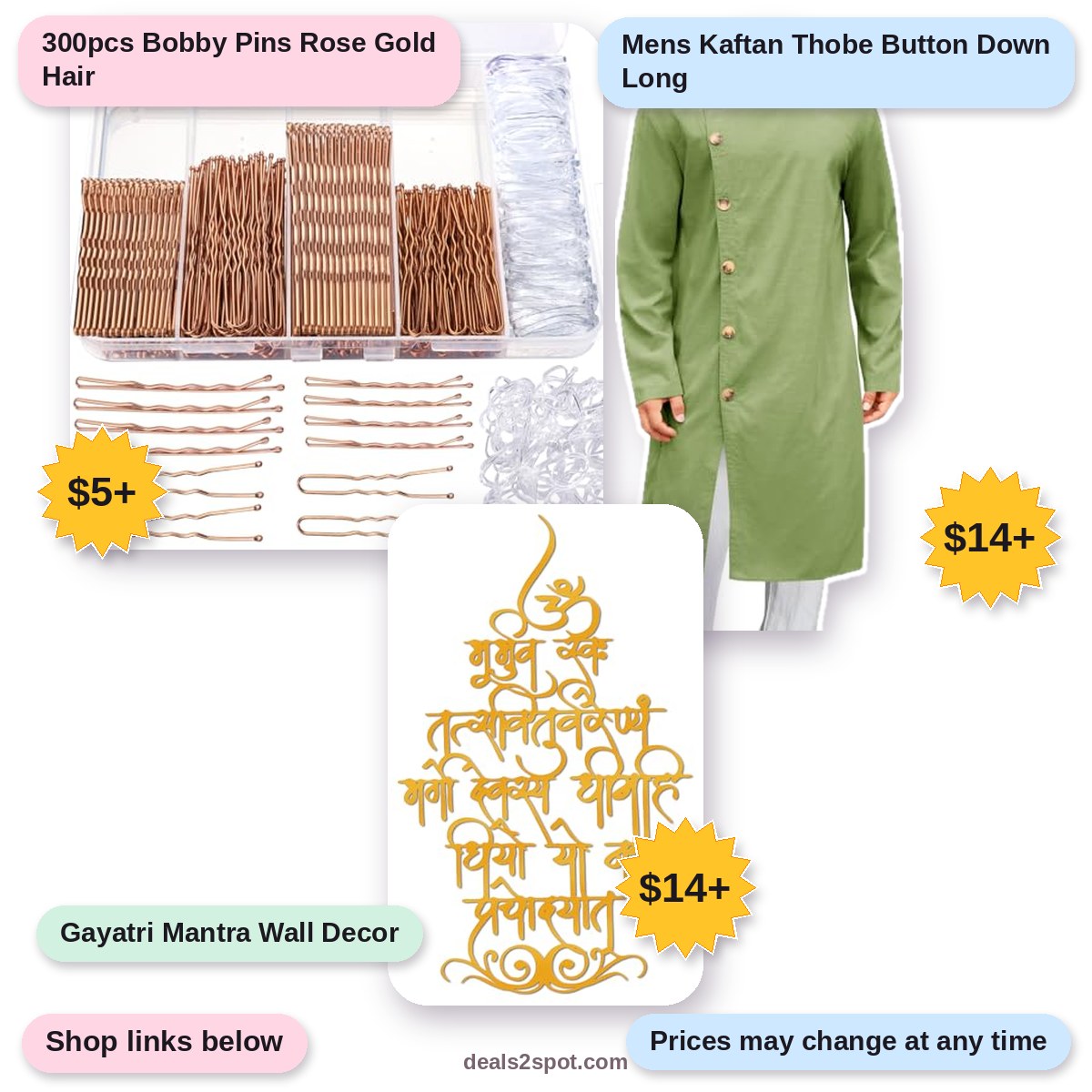 300pcs Bobby Pins Rose Gold Hair, $5+ | Mens Kaftan Thobe Button Down Long, $14+ | Gayatri Mantra Wall Decor, $14+