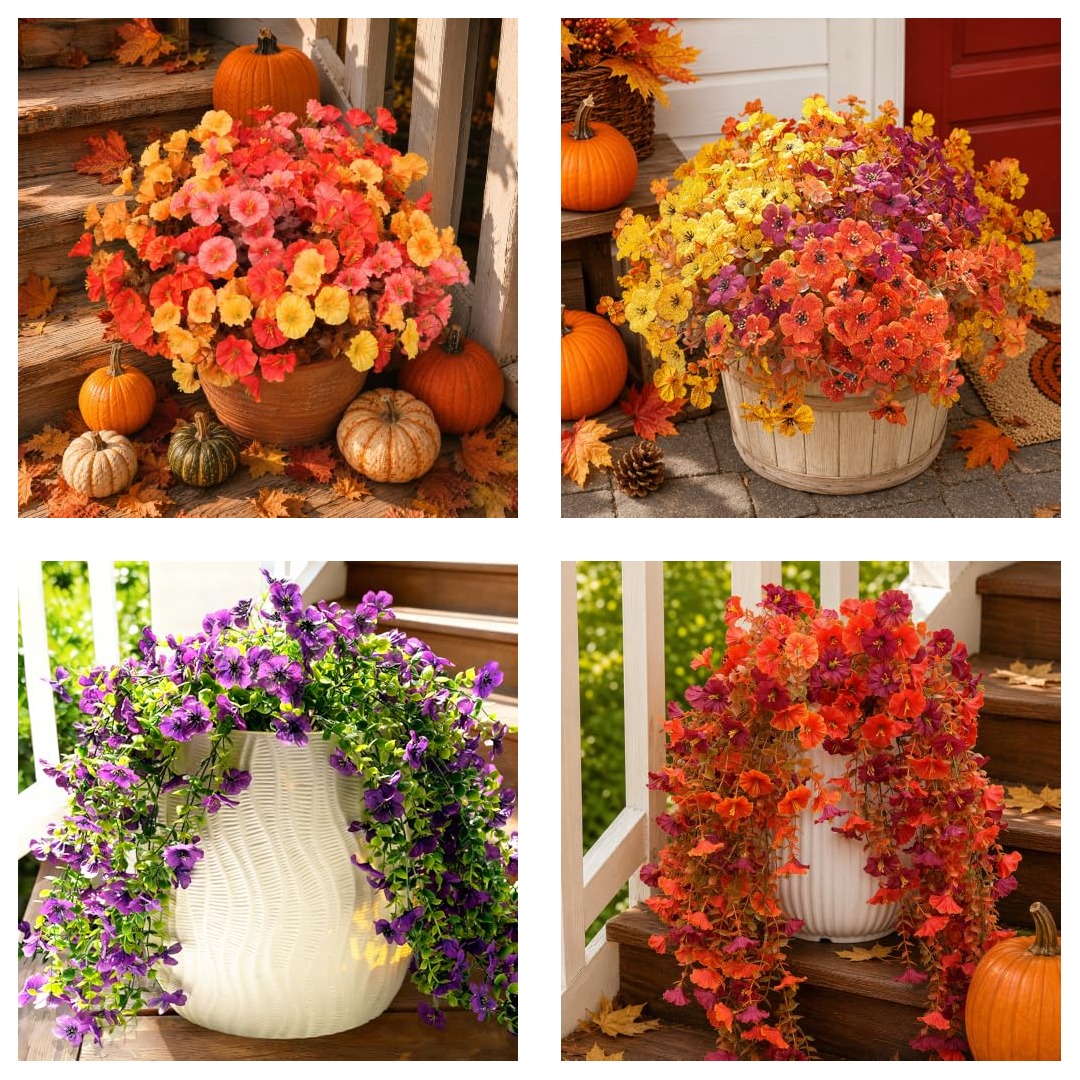 Fanfantoey Artificial Flowers for Outdoors Fake Hanging Decoration