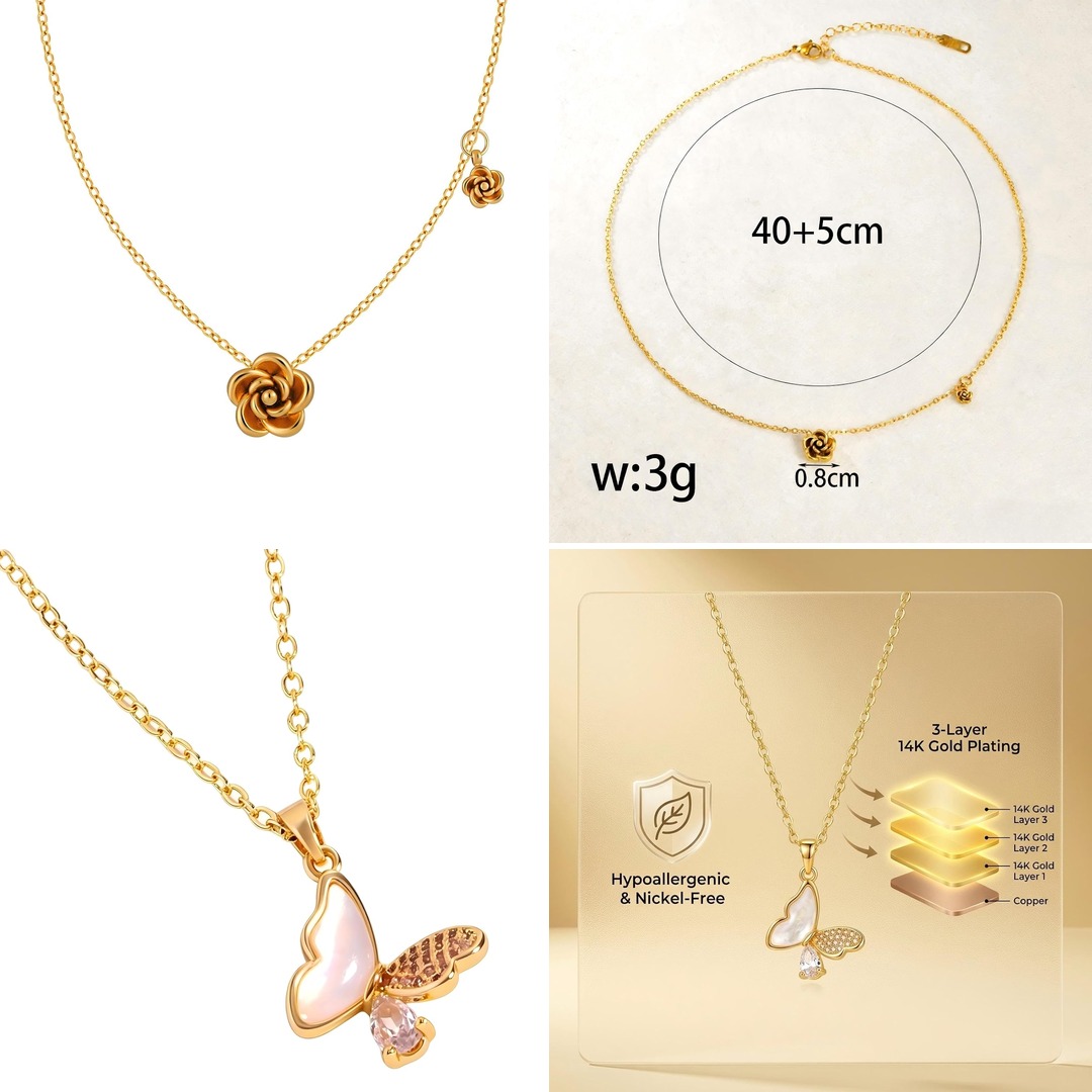 Orejorde Rose Flower Necklace