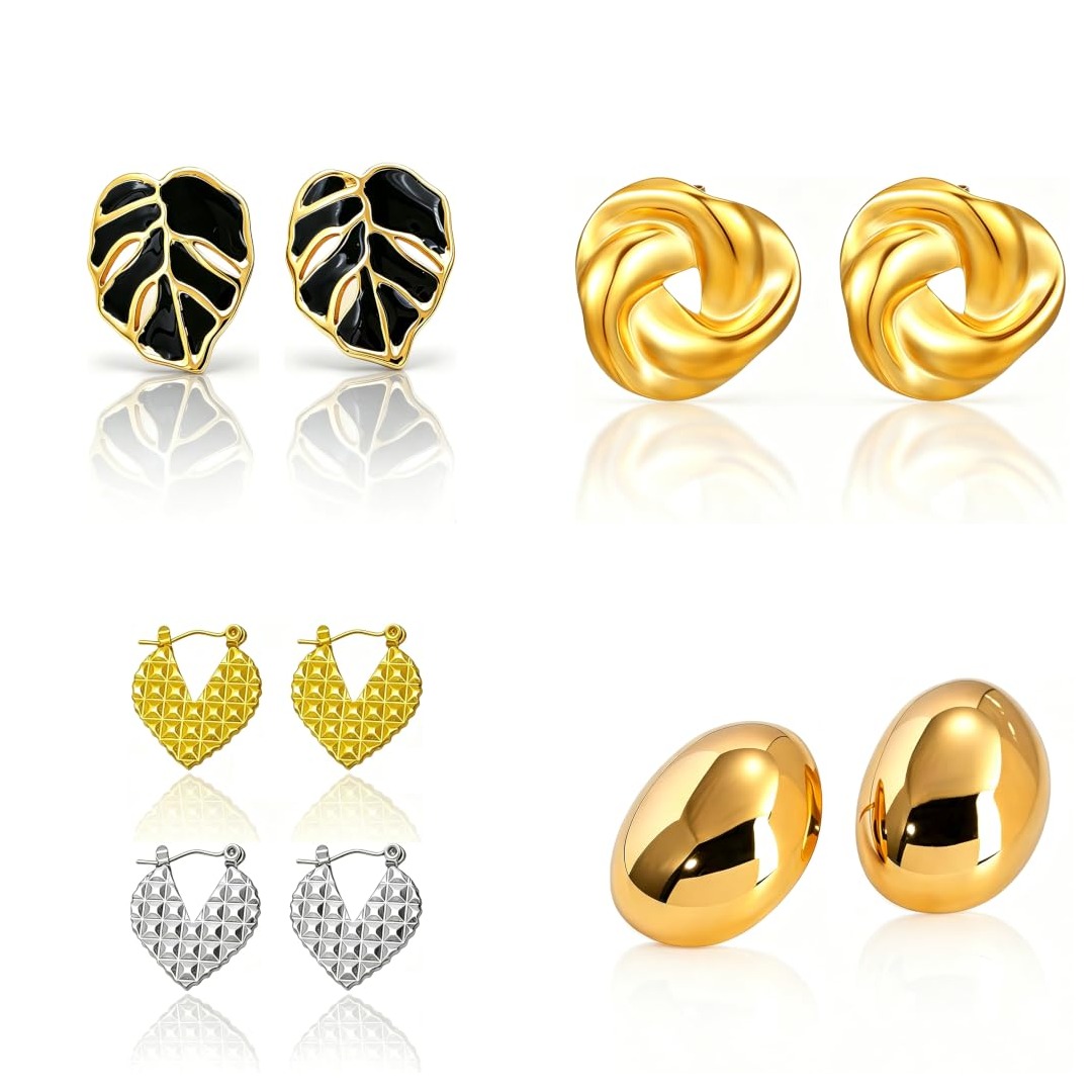 Curved Twisted Shell Stud Earrings 18K Gold Plated